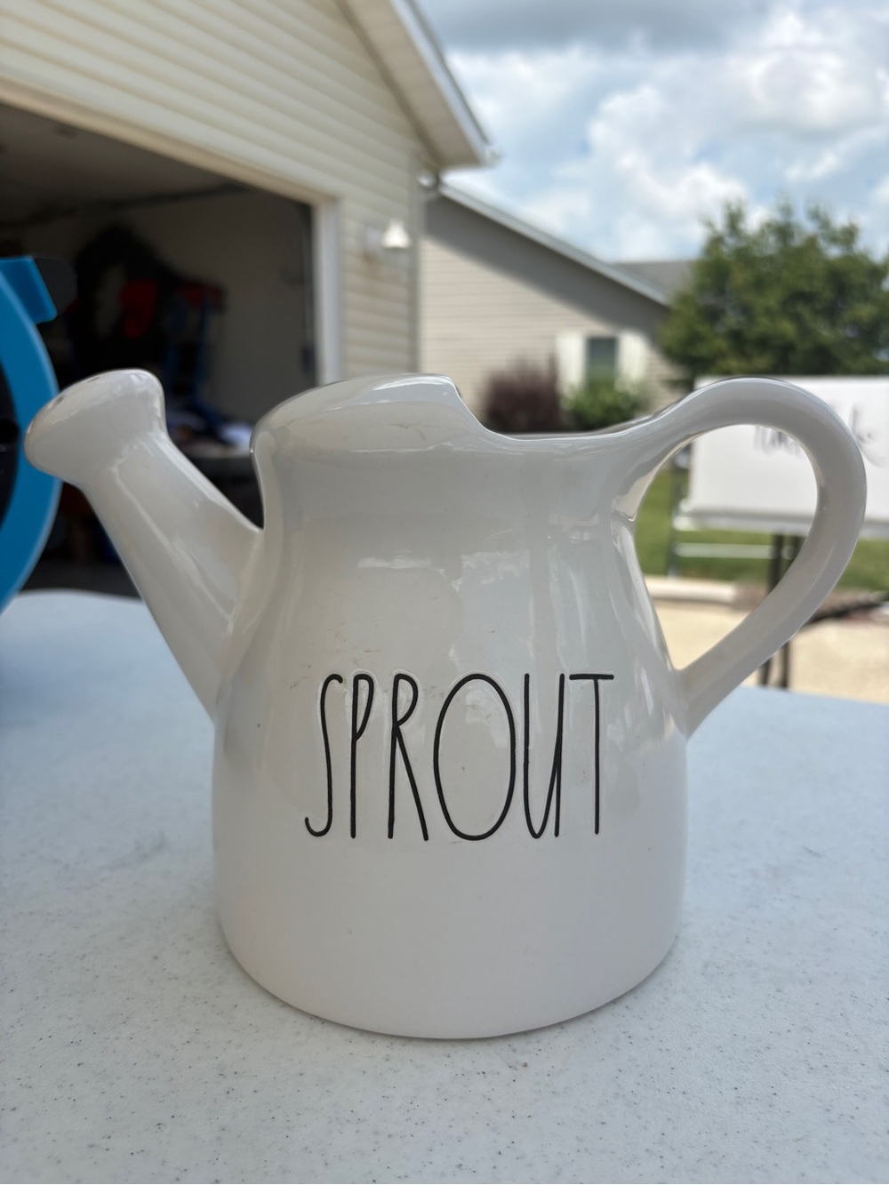 Rae Dunn White Ceramic 'SPROUT' Watering Can